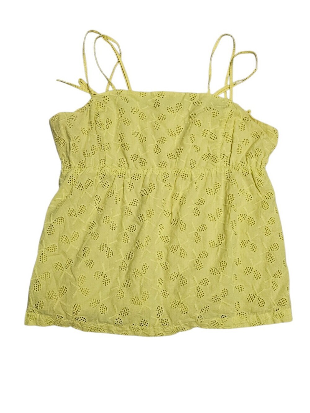 Anthropologie Postmark Tennis Racquet Yellow Eyelet Spaghetti Strap Tank Top